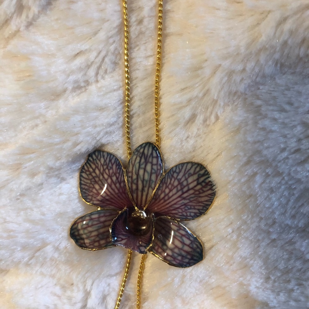 Vintage orchid slide necklace